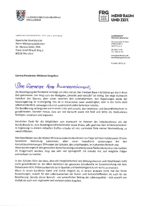 Schreiben von Landrat Gruber an den Ministerpräsitent Söder